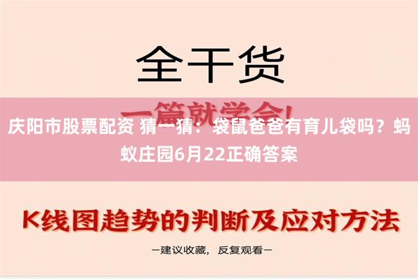 庆阳市股票配资 猜一猜：袋鼠爸爸有育儿袋吗？蚂蚁庄园6月22正确答案