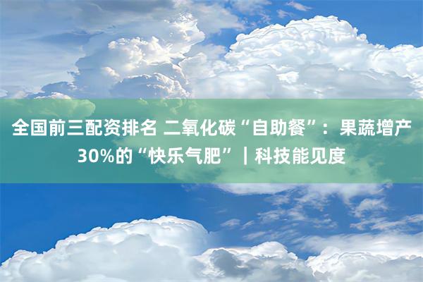 全国前三配资排名 二氧化碳“自助餐”：果蔬增产30%的“快乐气肥”｜科技能见度