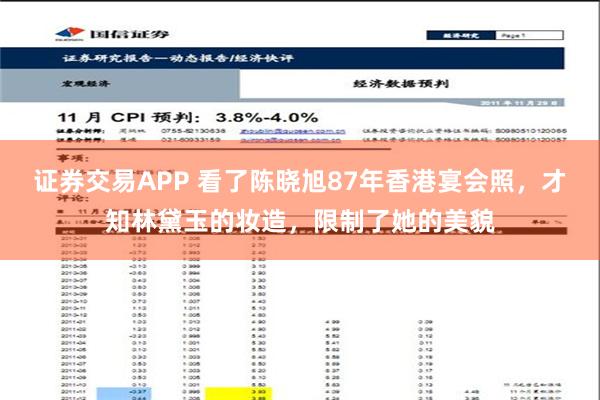 证券交易APP 看了陈晓旭87年香港宴会照，才知林黛玉的妆造，限制了她的美貌